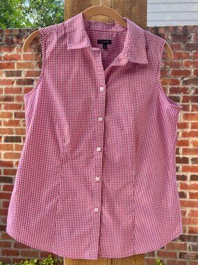 Talbots Sleeveless Gingham Top Size 12*